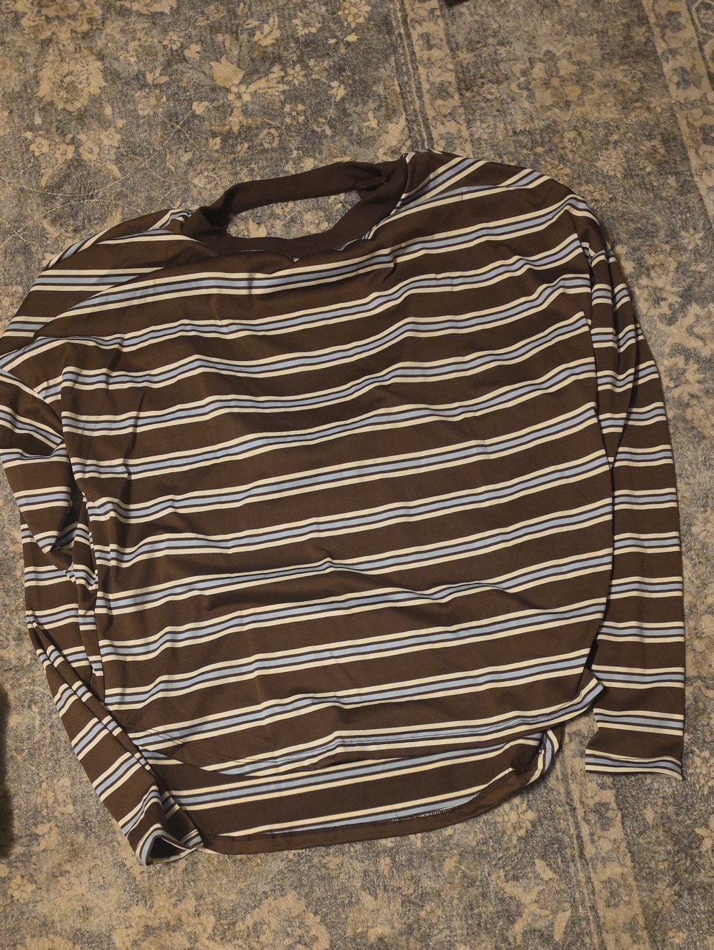 SHEIN Brown Striped Long Sleeve Tee